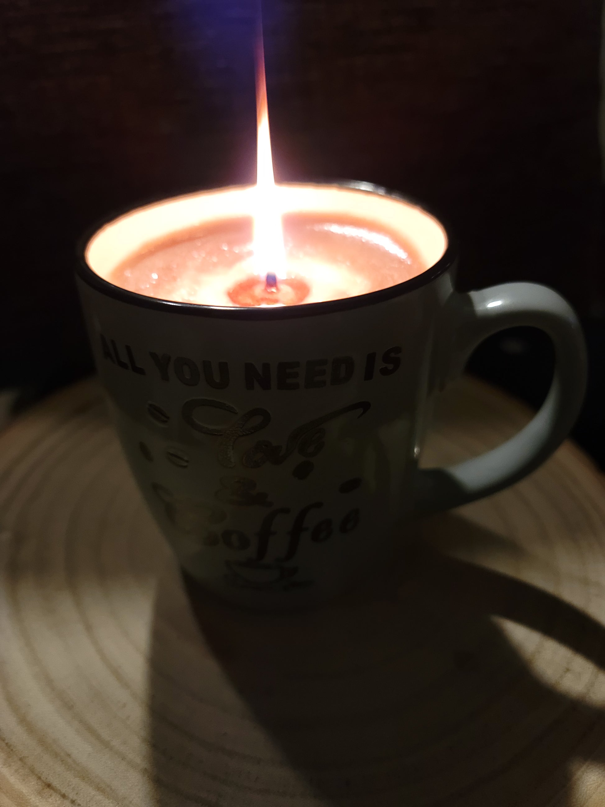 A hot cup of coffee, tea, chocolate in our scented candles, Burn the candle and keep the mug. Visit Now: www.lovedbymecreations.com