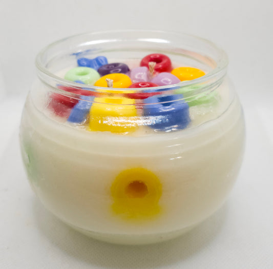 A candle that smells and looks like a bowl of fruit loops. Made to order. Fruit Loops | Loved By Me Creations Visit Now: www.lovedbymecreations.com